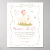 Rosa Baby Shower Windel-Raffel für Mutter Gans Poster (Vorne)