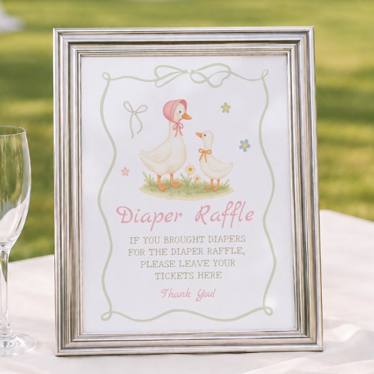 Rosa Baby Shower Windel-Raffel für Mutter Gans Poster