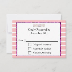 Rosa Baby Showkarte RSVP Karte