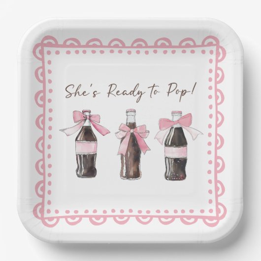 Rosa Baby-Soda Ready to POP Pappteller (Vorderseite)