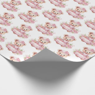 Rosa Baby-Toddler-Teddybär-Geschenkverpackungspapi Geschenkpapier