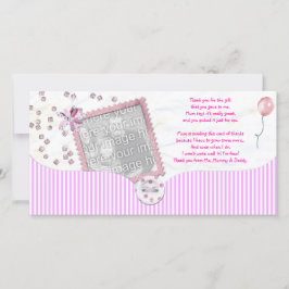 Rosa Babydusche danken Ihnen Foto-Karte vom Baby Dankeskarte