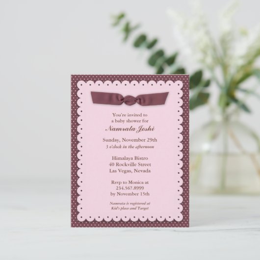 Rosa Babydusche Einladung (Stehend Vorderseite)