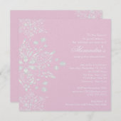 Rosa Babydusche Einladung Winterschneeflocken (Vorne/Hinten)