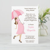 Rosa Babydusche Einladung zur Mädchen (Stehend Vorderseite)