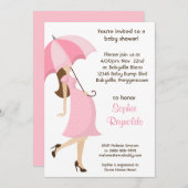 Rosa Babydusche Einladung zur Mädchen (Vorne/Hinten)