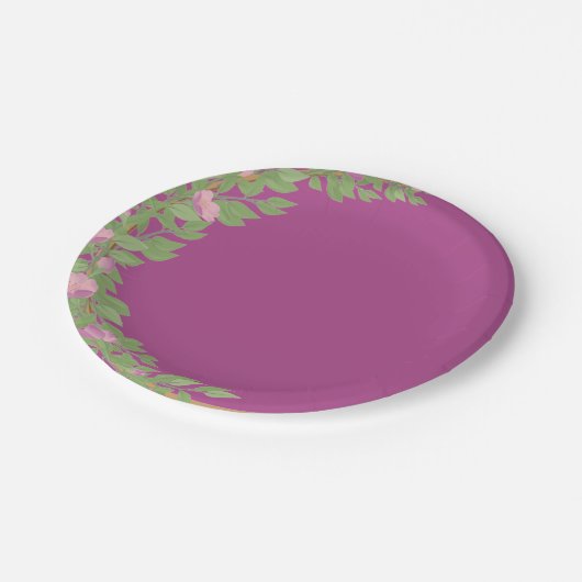 Rosa Babydusche Hochzeit schlicht Pappteller (Schrägansicht)