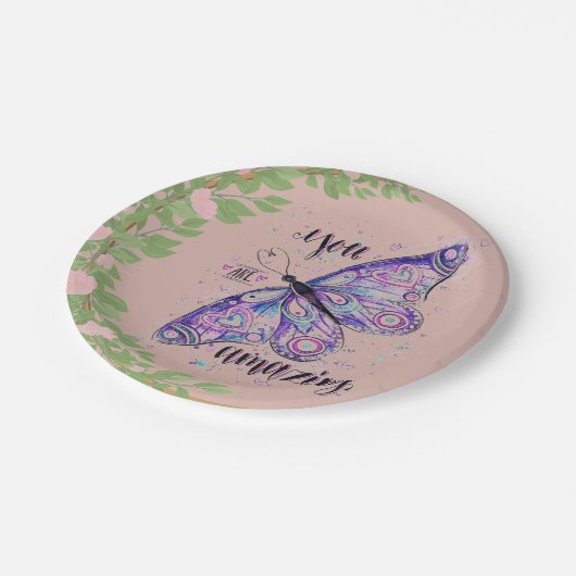 Rosa Babydusche Hochzeit schlichte Teller (Schrägansicht)