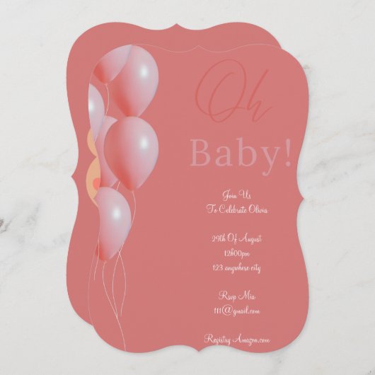 Rosa-Babydusche Save The Date (Vorne/Hinten)