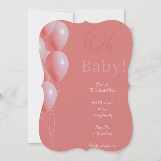Rosa-Babydusche Save The Date (Vorderseite)