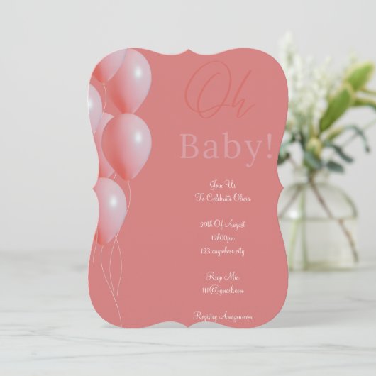Rosa-Babydusche Save The Date (Stehend Vorderseite)