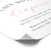 Rosa Babydusche Späte Nachtwäschern Tafelschild Poster (Ecke)