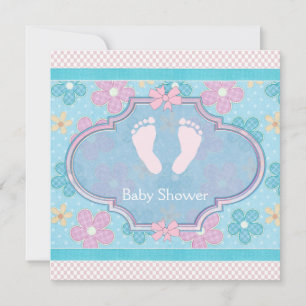 Rosa Babyfüße Baby Mädchen Shower Einladung