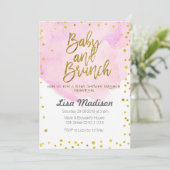 Rosa Babyparty-Brunch-Einladung Einladung (Stehend Vorderseite)
