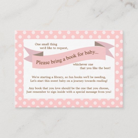 Rosa Babyparty Buch Einsatz Antrag Karte Fur Begleitkarte Zazzle De