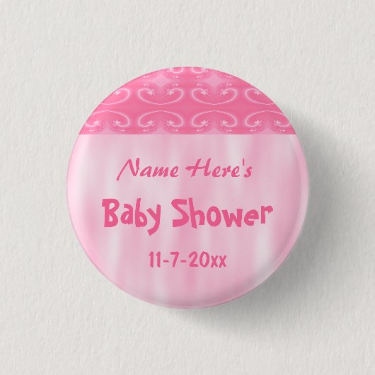 Rosa Babyparty Button (Vorderseite)