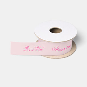 Rosa Babyparty Es ist ein Mädchen Elegante Kalligr Satinband