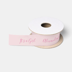 Rosa Babyparty Es ist ein Mädchen Modernes Skript Satinband