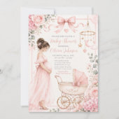 Rosa Babyparty-Feier Einladung (Vorderseite)