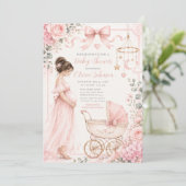 Rosa Babyparty-Feier Einladung (Stehend Vorderseite)