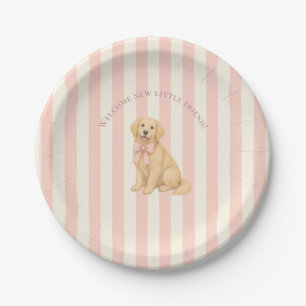Rosa Babyparty für Golden Retriever  Pappteller