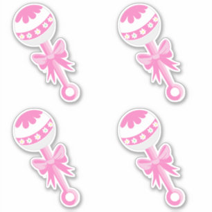 Rosa Babyparty rattert mit Bogen Aufkleber