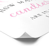 Rosa Babyparty Wie viele Schleifen Tischschild Poster (Ecke)