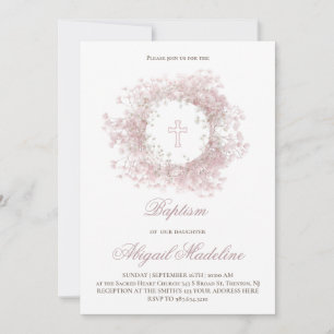 Rosa Baby's Breath-Blumen Taufe  Einladung