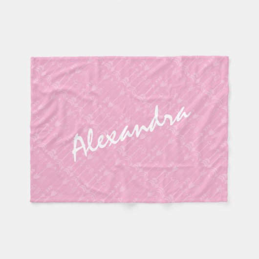 Rosa Babys Name Abstrakt Arrow Rustikales Muster Fleecedecke (Vorderseite (Horizontal))
