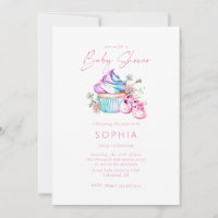 Rosa Babyschuhe, Cupcake und Blumen Baby Shower