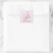 Rosa Babysocken Quadratischer Aufkleber (Tasche)