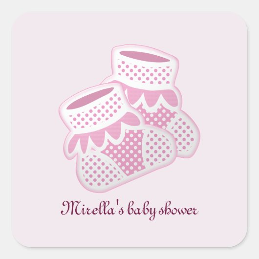 Rosa Babysocken Quadratischer Aufkleber (Vorderseite)