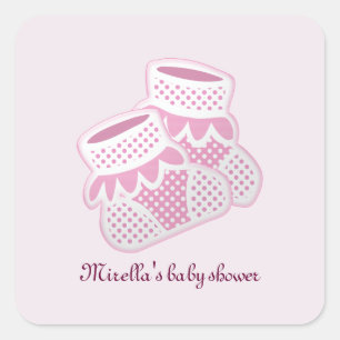 Rosa Babysocken Quadratischer Aufkleber
