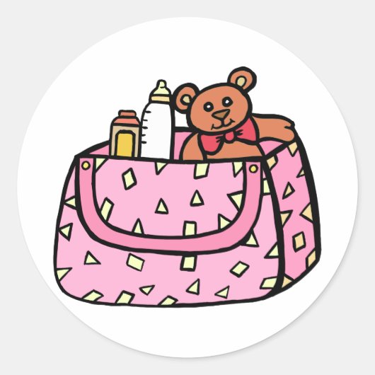 Rosa Babytasche Runder Aufkleber (Vorderseite)