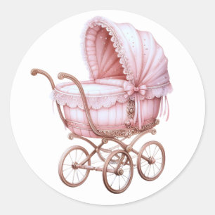 Rosa Babywagen-Aufkleber Runder Aufkleber
