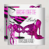 Rosa Bachelorette Masquerade Weiße Schuhe mit hohe Einladung (Vorne/Hinten)