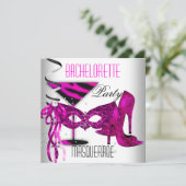 Rosa Bachelorette Masquerade Weiße Schuhe mit hohe Einladung (Stehend Vorderseite)