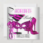Rosa Bachelorette Masquerade Weiße Schuhe mit hohe Einladung (Vorderseite)