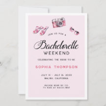 Rosa Bachelorette Wochenende Einladung