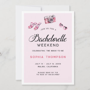 Rosa Bachelorette Wochenende Einladung