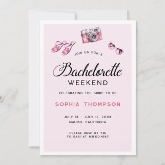 Rosa Bachelorette Wochenende Einladung