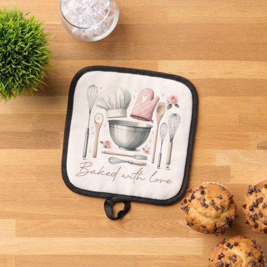 Rosa Backen mit Liebe-Angebot Topflappen (Oben Unten)
