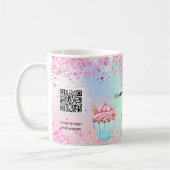 Rosa Bäckerei Glitzer cupcakes Logo qr Kaffeetasse (Links)