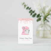 Rosa Backmischermixer Glittertropfen QR-Code Visitenkarte (Stehend Vorderseite)