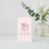 Rosa Backmischermuster Gingham QR-Code Visitenkarte (Stehend Vorderseite)
