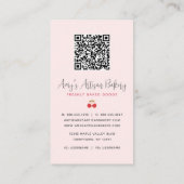 Rosa Backmischermuster Gingham QR-Code Visitenkarte (Rückseite)