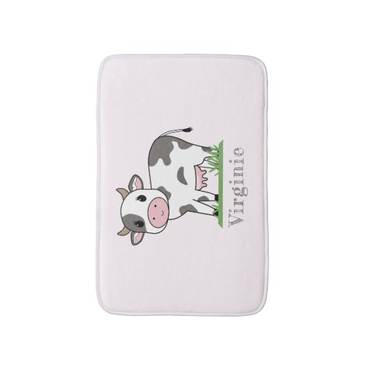 Rosa Badematte mit Niedlicher Kuh (Vorderseite Vertikal)