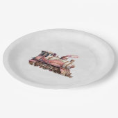 Rosa Bahn Motor Vintag Steampunk Stil Pappteller (Schrägansicht)