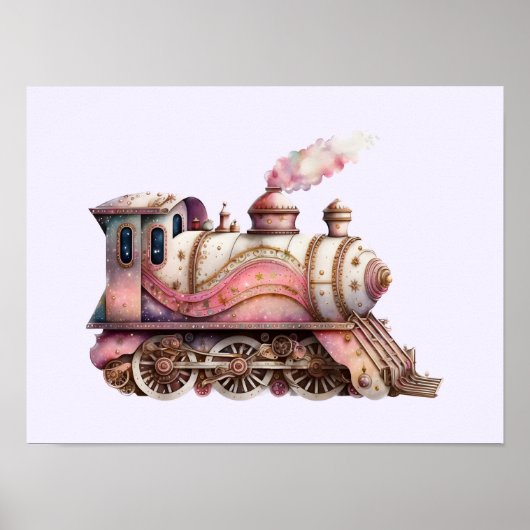Rosa Bahn Motor Vintag Steampunk Stil Poster (Vorne)