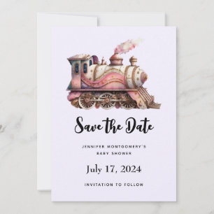 Rosa Bahn Motor Vintag Steampunk Stil Save The Date